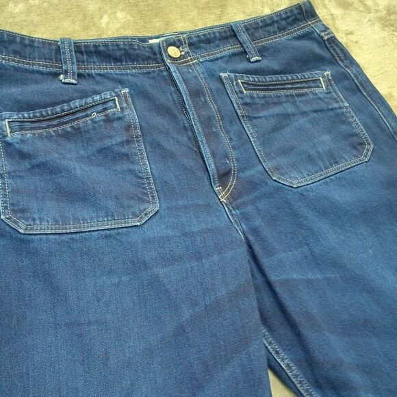 Free People We The Free Button Fly Flare Jeans 32 x 32 Night Sky Blue Trouser - Picture 7 of 16